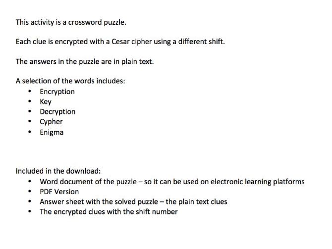 Encryption Crossword Puzzle