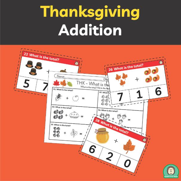 Thanksgiving Addition taskcard 1-20