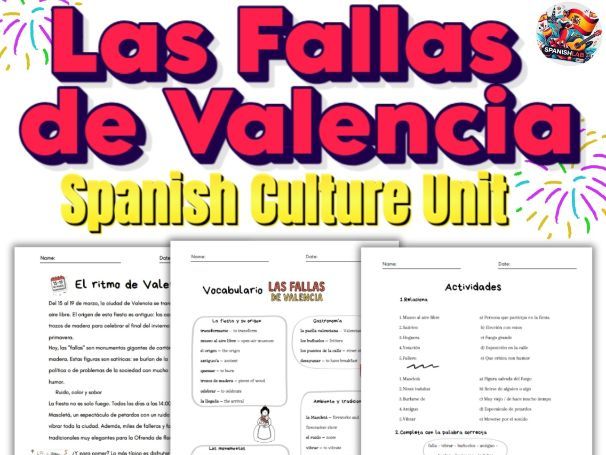 Las Fallas de Valencia Culture Activity Spanish Reading & Past Tense Practice A2