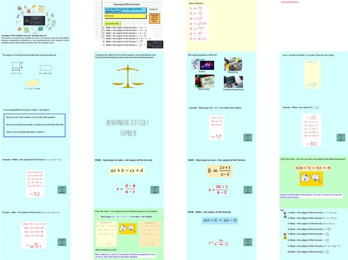 Rearranging and Solving Equations - Maths GCSE Higher PowerPoint Lessons Resource Bundle