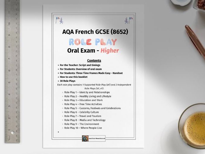 AQA French GCSE Role Play (Higher) | Teaching Resources
