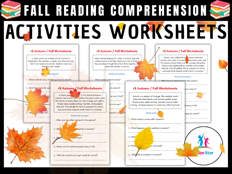 Fall Reading Comprehension Passages and Questions Autumn Short Stories 1st 2nd Grade