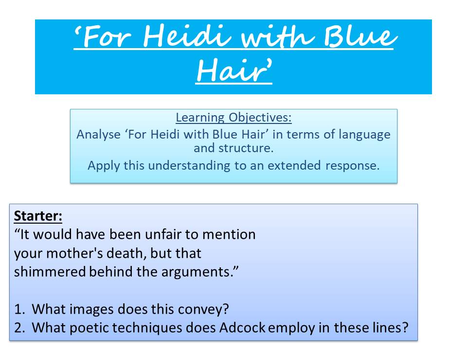  For Heidi With Blue Hair Fleur Adcock Teaching Resources