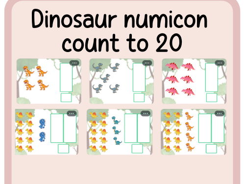 Dinosaur counting to 20- numicon- continuous provision