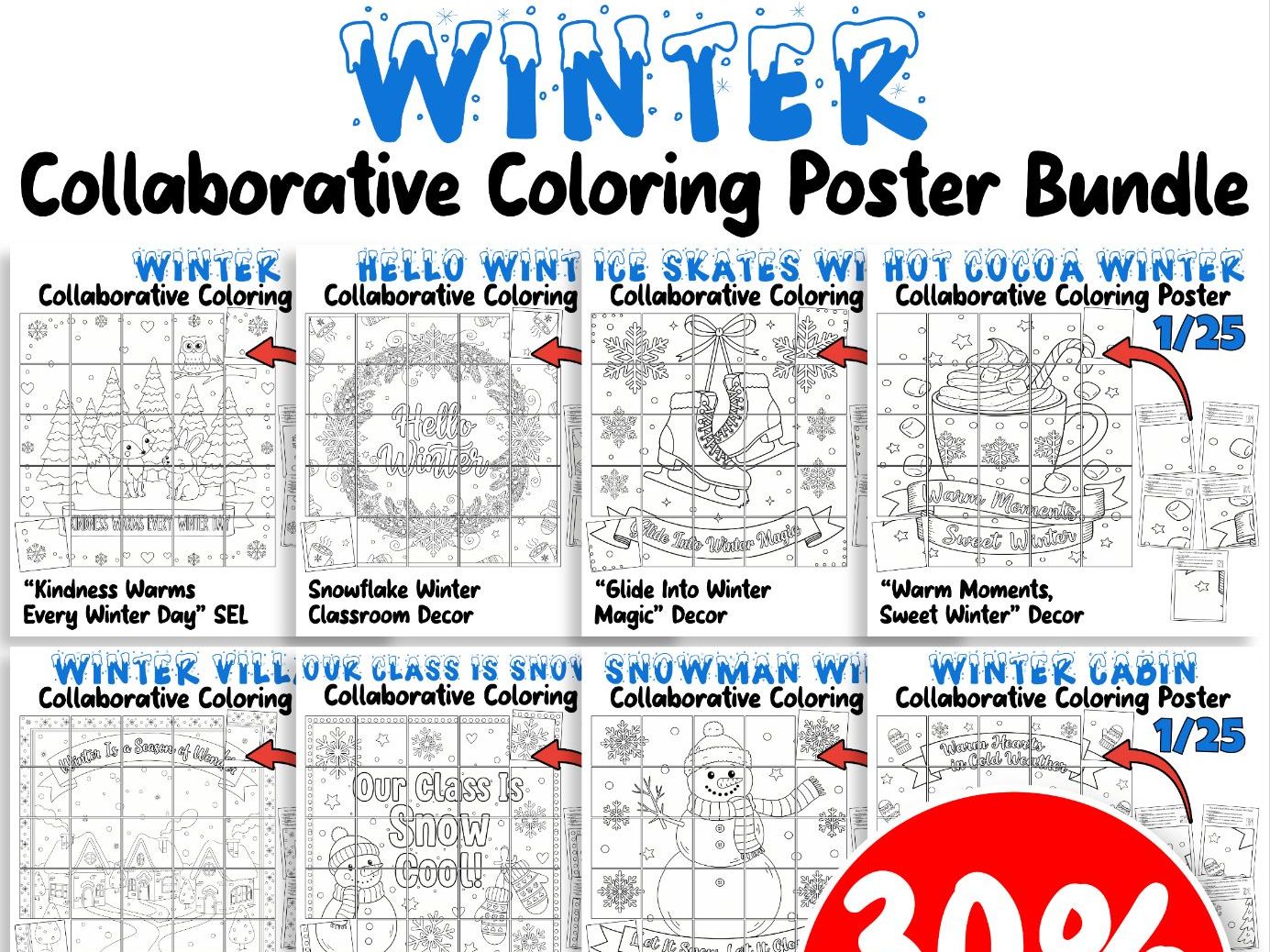 Winter Collaborative Poster Bundle | 8 Winter Classroom Decor & Teamwork Activities