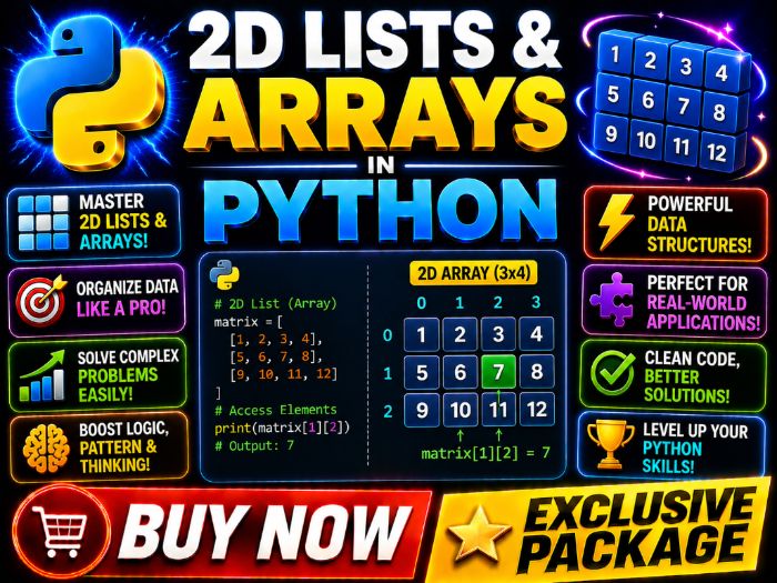 2D Lists & Arrays in Python | Cambridge IGCSE & A-Level 9618 CS | PPT + Worksheets + Activity + MCQ