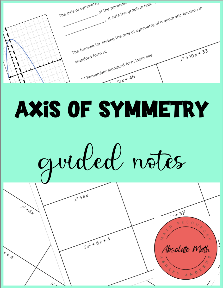 Axis of Symmetry Guided Notes Teaching Resources