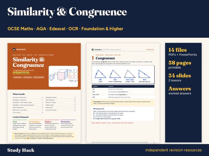 GCSE Maths Similarity and Congruence Pack: Scale Factors, k² and k³ (Foundation and Higher)