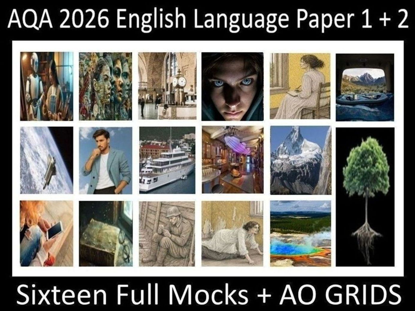 Sixteen AQA 2026 English Language Paper 1 + 2 | AO GRIDS