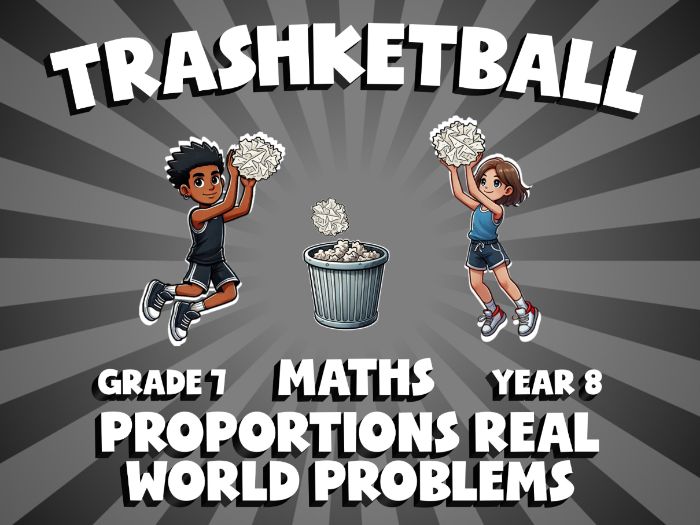 Proportions Real World Problems TRASHKETBALL Maths Game | No-Prep Year 8 Review Activity