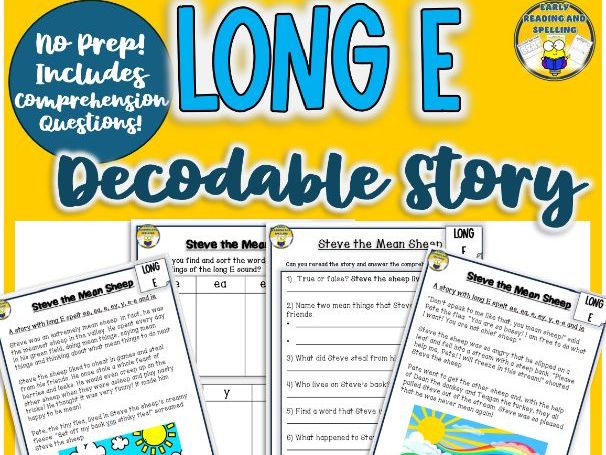 Long Vowel E Decodable Story (ee, ea, e, e-e, ey, y, ie) with Word Sort