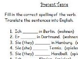 German present tense verbs worksheet