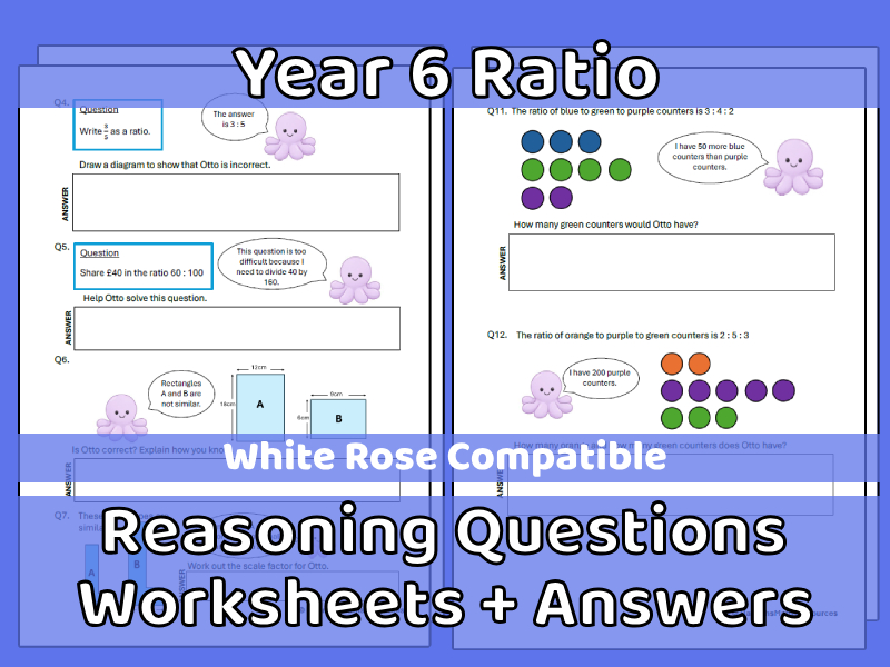 Year 6 Ratio Reasoning Questions Worksheets