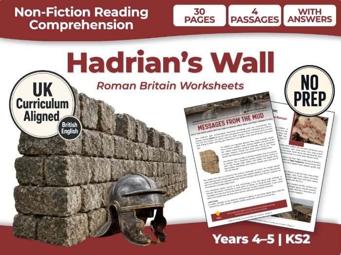 Hadrian’s Wall KS2 Reading Comprehension | Roman Britain Worksheets | Years 4–5
