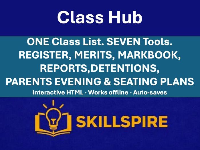 ClassHub | Teacher Toolkit | Markbook, Register, Behaviour & Parents' Evening | Interactive HTML