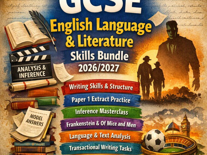 GCSE English Language & Literature Skills Mega Bundle 2026/2027 – Reading, Writing, Analysis & Exam Practice (Printable)