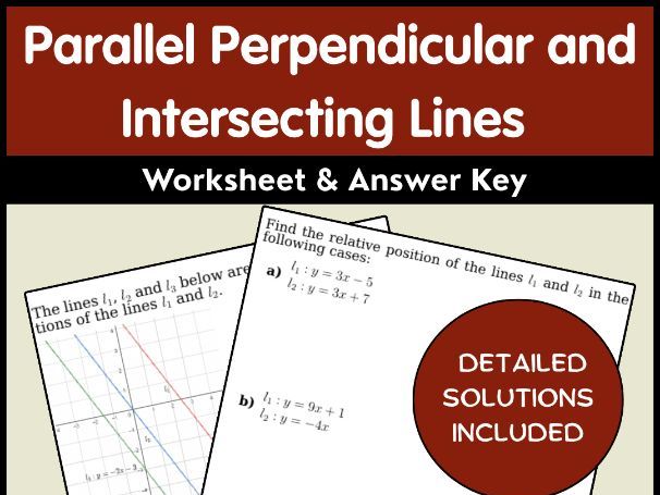 Parallel Perpendicular and Intersecting Lines Worksheet & Answer Key