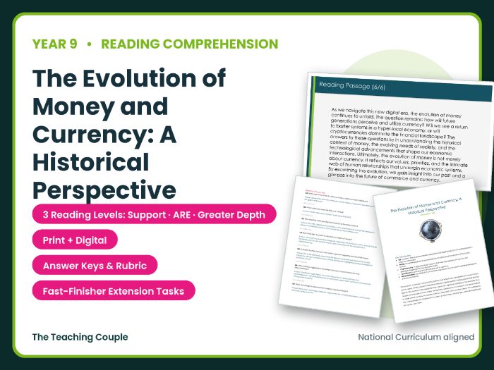 The Evolution of Money and Currency | Comprehension | Year 9