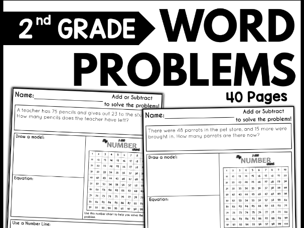 Year 2 Addition & Subtraction Word Problems to 100 | 40 Themed Maths Worksheets KS1