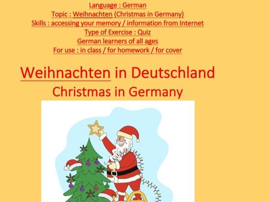 German, Weihnachten (Christmas in Germany), a quiz for German-learners of all ages and levels