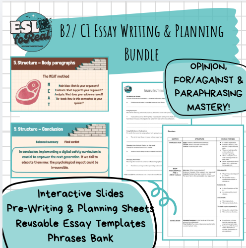 The Ultimate B2/C1 Writing & Planning Bundle: Opinion, For-Against & Paraphrasing