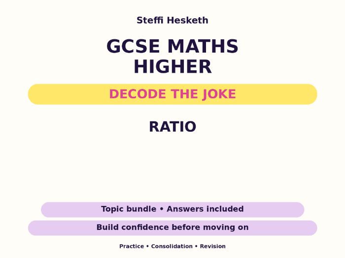Ratio | GCSE Decode the Joke Bundle + Answers