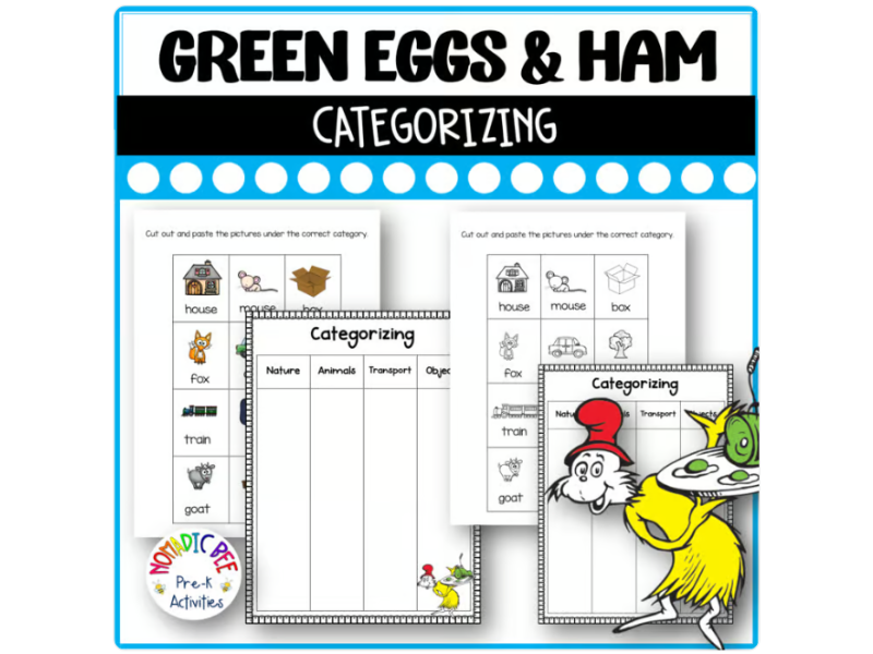Green Eggs & Ham Activities - Categorizing
