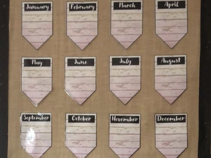 *EDITABLE* Classroom Display birthday months bunting