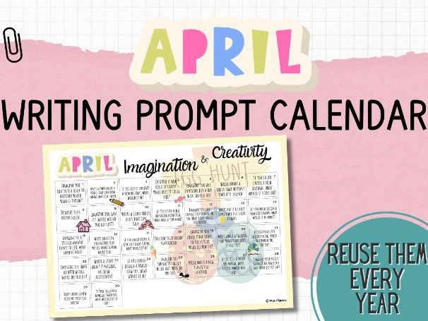 April Writing Prompt Calendar – Daily Journal Prompts (ESL/EAL | Morning Work | Primary KS1 KS2) )