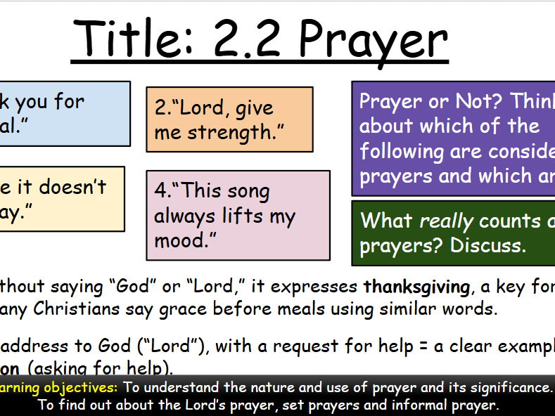 AQA GCSE Religious Studies Theme A Christianity: 2.2 Prayer