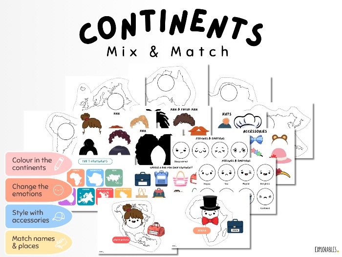 Continent Mix And Match Cute Faces Emotions Funny Faces Activity Cut Stick The Facial Features