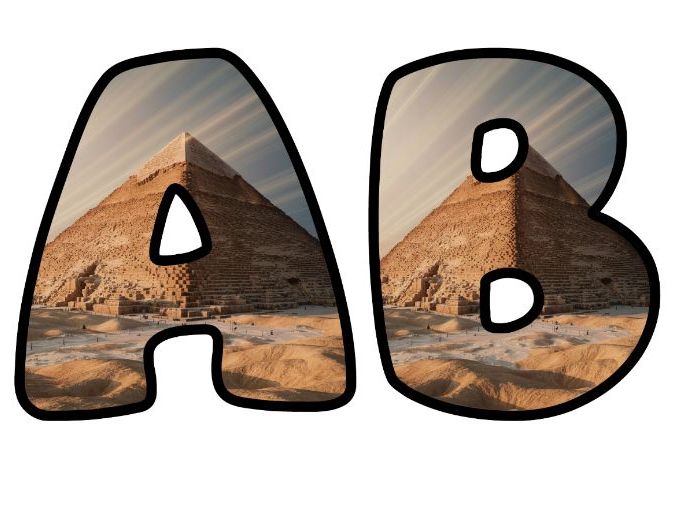 Great Pyramid Egypt History Lettering Set for Classroom Display | Upper & Lowercase, 0-9 and Signs