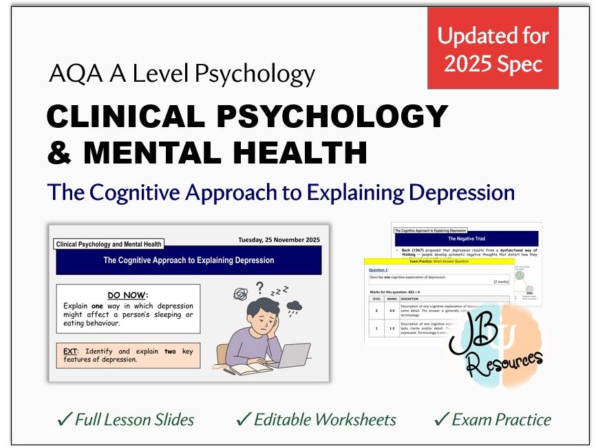 CLINICAL PSYCHOLOGY: DEPRESSION – COGNITIVE EXPLANATIONS | AQA A-Level Psychology (Sept 2025)