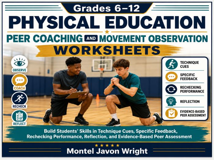 Physical Education Peer Coaching Worksheets Grades 6–12 | Movement Observation & Assessment