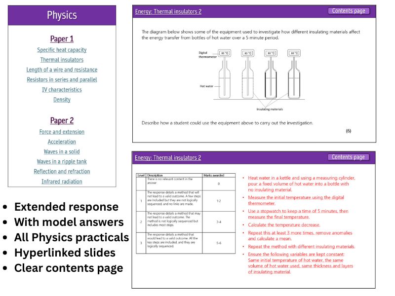 AQA Physics Required practicals Extended response