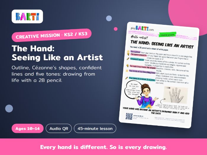 Drawing Hands Art Lesson KS2/KS3: Contour, Cézanne's Shapes, Line and Tone (Ages 10-14)