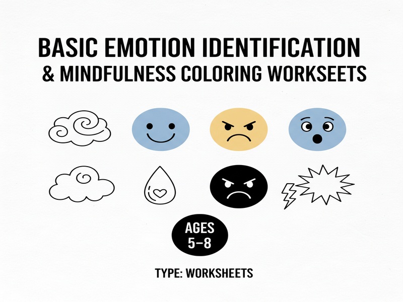 Basic Emotion Identification & Mindfulness Coloring Worksheets
