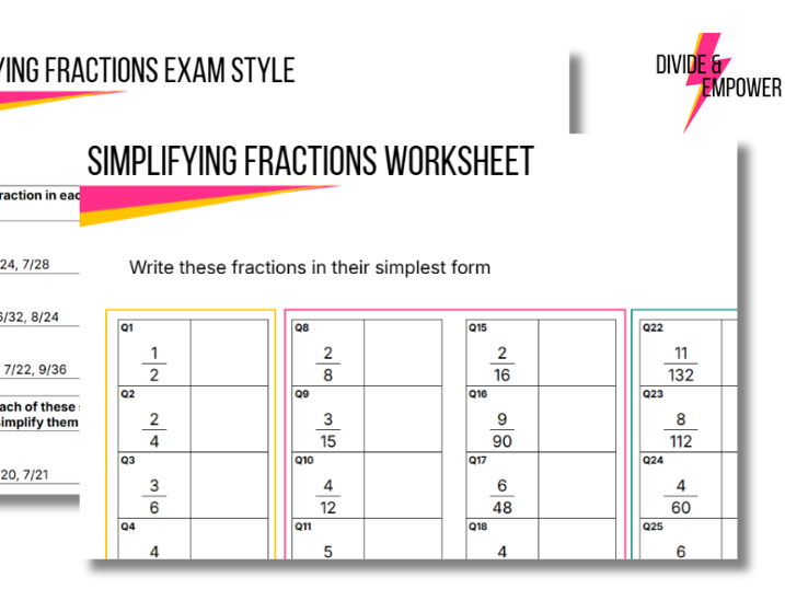 Simplifying Fractions - Differentiated Worksheets