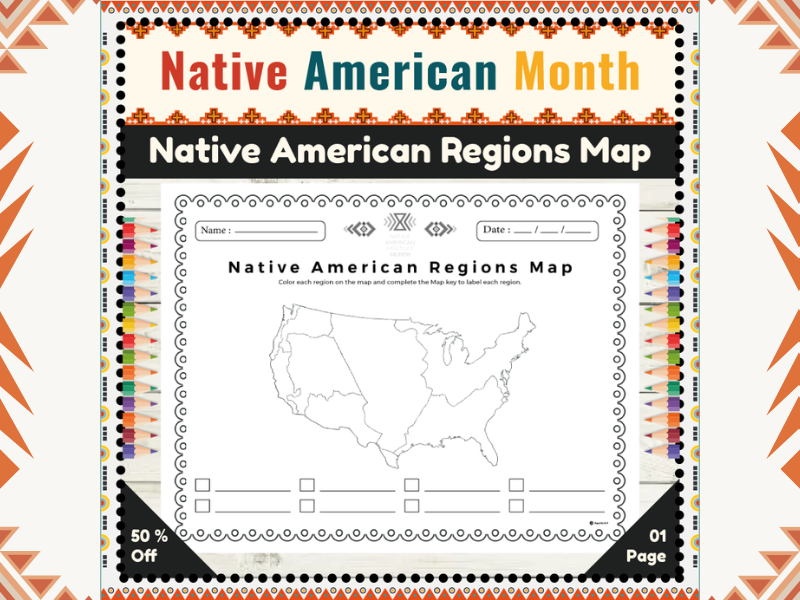 Native American Regions Map : Color and Label Indigenous Regions
