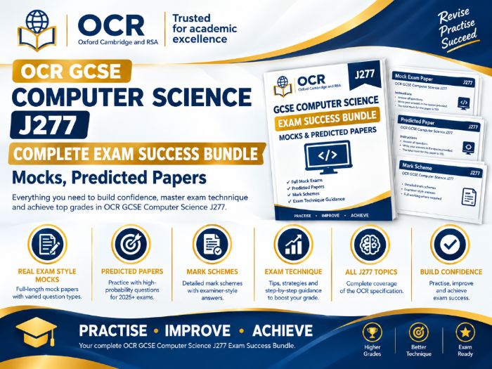 OCR GCSE Computer Science J277 Complete Exam Success Bundle | Mocks, Predicted Papers