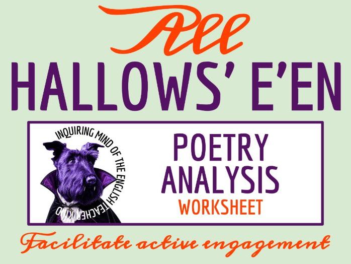 "All Hallows' E'en" by Alfred I. Tooke Poem Analysis Worksheet | Halloween and Fall Season Poetry