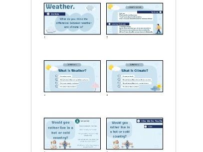 KS3 Weather unit - Lesson 1 - Weather or Climate? Weather symbols