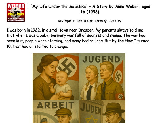Edexcel GCSE Weimar and Nazi Germany - Story Starters/Consolidation