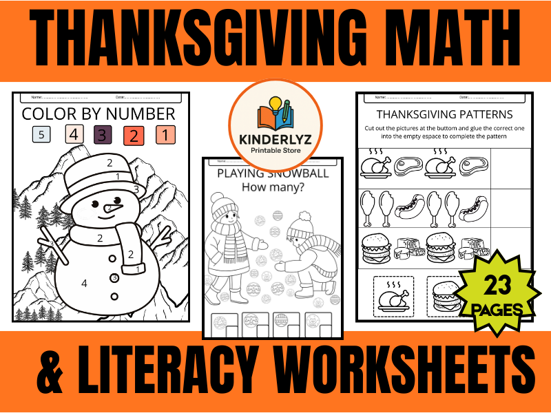Thanksgiving Math & Literacy Worksheets