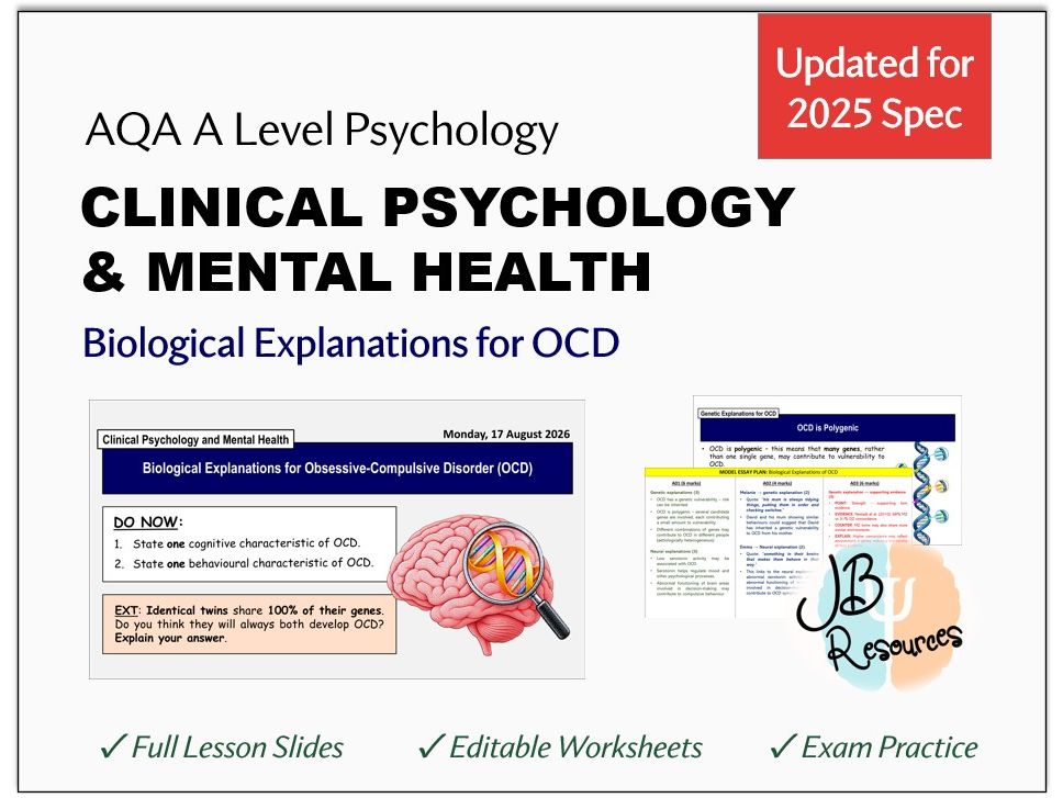 CLINICAL PSYCHOLOGY: OCD – BIOLOGICAL EXPLANATIONS | AQA A-Level Psychology (Sept 2025)