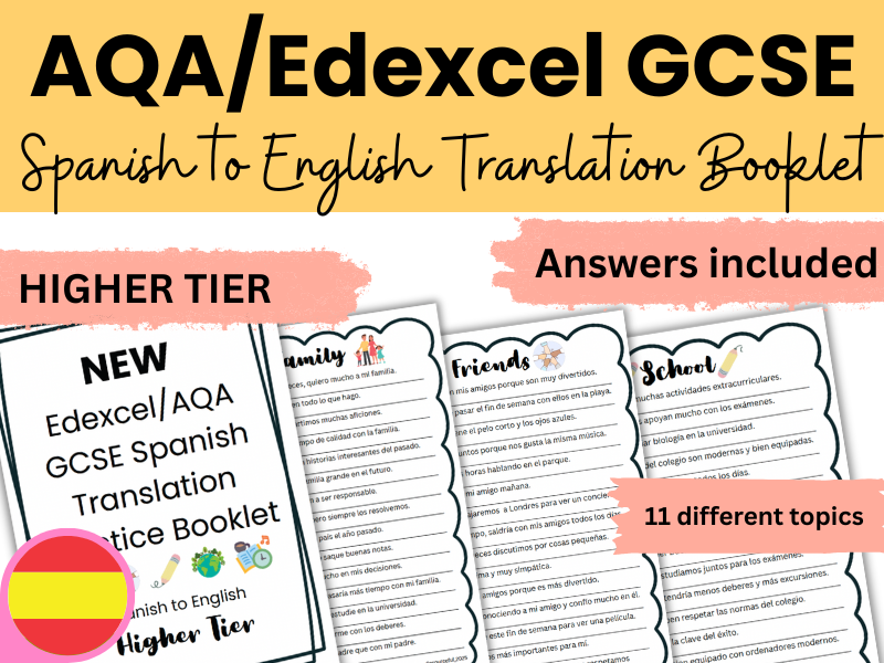 New AQA/Edexcel Spanish GCSE Higher Tier Translation Booklet