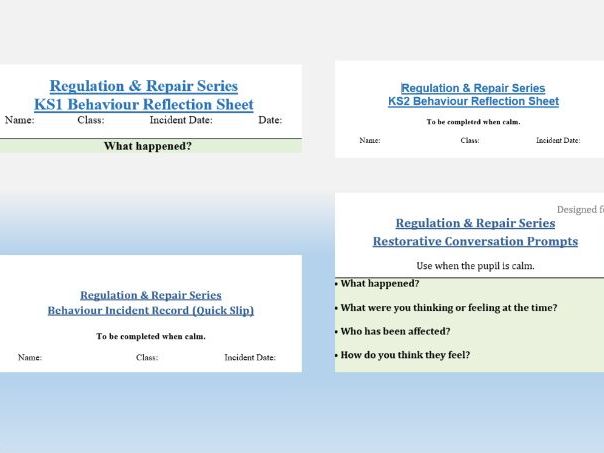 Restorative Behaviour Reflection & Repair Pack