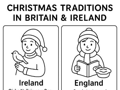 Christmas Traditions of Britain and Ireland Colouring Page