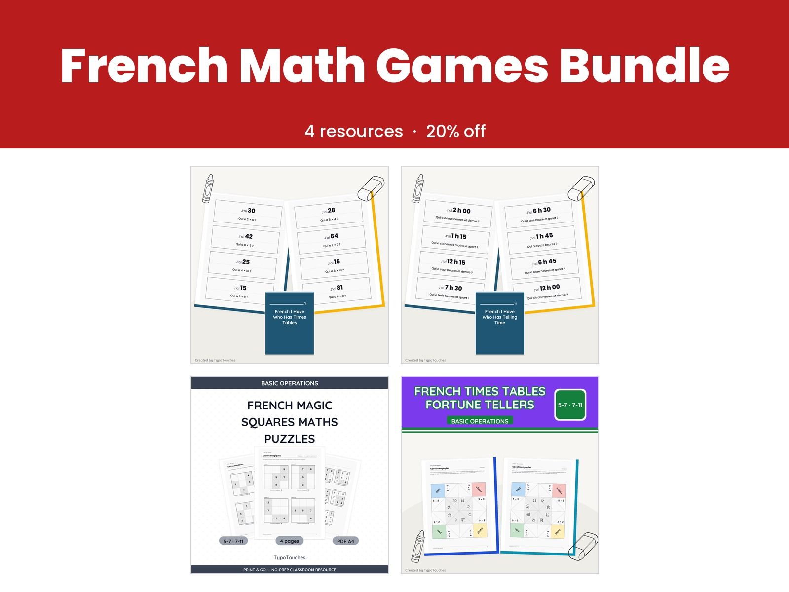 French Math Games Bundle