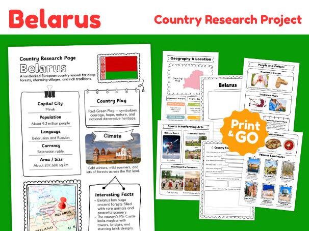 Belarus Country Study Worksheets | Geography & Culture